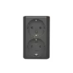 Simon 54 WMEW-22211N-049 Gniazdo podwójne Schuko natynkowe z przesłonami torów prądowych wersja skandynawska 16A, 250V~, zaciski śrubowe; czarny