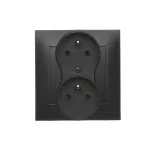 Simon 54 WMDW-00210Z-049 Gniazdo wtyczkowe z uziem. podwójne, z funkcją niezmienności faz, z przesłonami, 16A, 250V~, zac. śrubowe. Kompletne - nie do ramek; czarny