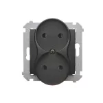 Simon 54 WMDW-00200M-049 Gniazdo wtyczkowe bez uziemienia z przesłonami podwójne (moduł) 16A, 250V~, zaciski śrubowe; czarny Do ramek S54 PREMIUM