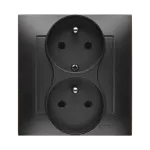 Simon 54 WMDW-00210Y-049 Gniazdo wtyczkowe z uziemieniem podwójne, z funkcją niezmienności faz, 16A, 250V~, zaciski śrubowe. Kompletne - nie do ramek; czarny
