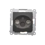 Simon 54 WMDA-02100x-049 Gniazdo antenowe R-TV przelotowe (moduł), tłumienie TV i R 10 dB; czarny