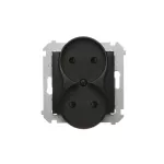 Simon 54 Nature WMDW-0020NM-049 Gniazdo wtyczkowe bez uziemienia z przesłonami podwójne do ramek NATURE (moduł) 16A, 250V~, zaciski śrubowe; czarny