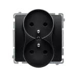 Simon Basic WMUW-00210M-Y011 Gniazdo wtyczkowe podwójne z uziemieniem (moduł), Σ16A, 250V~, zaciski śrubowe; czarny