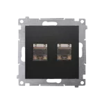 Simon 54 WMDK-0640xx-049 Gniazdo komputerowe podwójne RJ45 kategoria 6 ekranowane z przesłoną przeciwkurzową (moduł); czarny