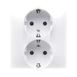 Simon 54 WMDW-12211N-011AB Gniazdo Schuko z przesłonami podwójne 16A, 250V~, zaciski śrubowe; antybakteryjny biały