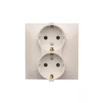 Simon 54 WMDW-12211N-011AB Gniazdo Schuko z przesłonami podwójne 16A, 250V~, zaciski śrubowe; antybakteryjny biały