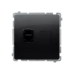 Simon Basic WMUK-0610xx-Y011 Gniazdo komputerowe RJ45, kategoria 6, pojedyncze z przesłoną przeciwkurzową (moduł). Montaż na łapki lub wkręty; czarny