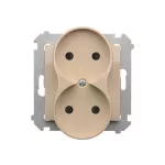 Simon 54 Nature WMDW-0020NM-041 Gniazdo wtyczkowe bez uziemienia z przesłonami podwójne do ramek NATURE (moduł) 16A, 250V~, zaciski śrubowe; kremowy