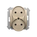 Simon 54 Nature WMDW-0020NM-044 Gniazdo wtyczkowe bez uziemienia z przesłonami podwójne do ramek NATURE (moduł) 16A, 250V~, zaciski śrubowe; złoty mat