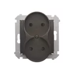 Simon 54 Nature WMDW-0020NM-046 Gniazdo wtyczkowe bez uziemienia z przesłonami podwójne do ramek NATURE (moduł) 16A, 250V~, zaciski śrubowe; brąz mat