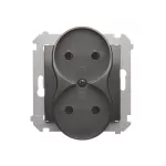 Simon 54 Nature WMDW-0020NM-048 Gniazdo wtyczkowe bez uziemienia z przesłonami podwójne do ramek NATURE (moduł) 16A, 250V~, zaciski śrubowe; antracyt