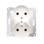 Simon 54 Nature WMDW-0021NM-041 Gniazdo wtyczkowe z uziemieniem z przesłonami podwójne do ramek NATURE (moduł) 16A, 250V~, zaciski śrubowe; kremowy