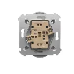 Simon 54 Nature WMDW-0021NM-043 Gniazdo wtyczkowe z uziemieniem z przesłonami podwójne do ramek NATURE (moduł) 16A, 250V~, zaciski śrubowe; srebrny mat