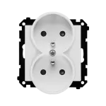 Simon 55 WMDW-00210N-114 Gniazdo wtyczkowe podwójne z uziemieniem z przesłonami (moduł) 16 A, 250 V~, szybkozłącza; Jasnoszary mat