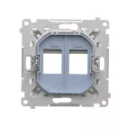 Simon 55 WMDA-P91xx3-114 Pokrywa gniazd teleinformatycznych na Keystone płaska podwójna (moduł); Jasnoszary mat