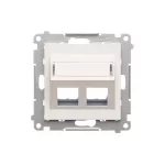 Simon 55 WMDA-P97xx7-111 Pokrywa gniazd teleinformatycznych na Keystone skośna podwójna z polem opisowym (moduł); Biały mat
