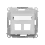 Simon 55 WMDA-P97xx7-114 Pokrywa gniazd teleinformatycznych na Keystone skośna podwójna z polem opisowym (moduł); Jasnoszary mat