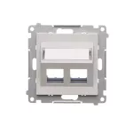 Simon 55 WMDA-P97xx7-114 Pokrywa gniazd teleinformatycznych na Keystone skośna podwójna z polem opisowym (moduł); Jasnoszary mat