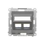 Simon 55 WMDA-P97xx7-116 Pokrywa gniazd teleinformatycznych na Keystone skośna podwójna z polem opisowym (moduł); Grafitowy mat