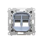 Simon 55 WMDA-P97xx7-116 Pokrywa gniazd teleinformatycznych na Keystone skośna podwójna z polem opisowym (moduł); Grafitowy mat