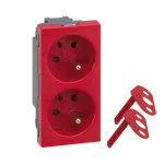 Simon Connect TSC-50000459-037 Gniazdo podwójne S500 DATA z uziemieniem 2x230V~ 16A; z kluczami; bez sygnalizacji; śrubowe; czerwony