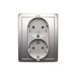 Simon Basic WMBW-12210x-4013 Gniazdo wtyczkowe z uziemieniem Schuko podwójne; srebrny mat