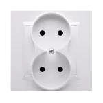 Simon 10 WC-Gx2xxxx-01-11xx Gniazdo wtyczkowe bez uziemienia podwójne, monoblok, 16A, 250V~, zaciski śrubowe; biały Kompletne - nie do ramek