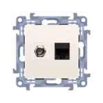 Simon 10 wc-asfr455-01-41xx Gniazdo antenowe typu "F" + RJ45 kat.5e (moduł); kremowy