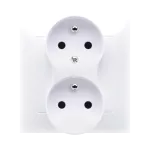 Simon 54 WMDW-00210Y-011 Gniazdo wtyczkowe z uziemieniem podwójne, z funkcją niezmienności faz, 16A, 250V~, zaciski śrubowe. Kompletne - nie do ramek; biały