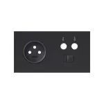 Simon 100 W100-10020226x-238 Panel 2-krotny: 1 gniazdo + 1 TV + 1 RJ45; czarny mat