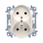 Simon 10 WC-GZ2Mxxx-01-41xx Gniazdo wtyczkowe z uziemieniem podwójne (moduł) 16A, 250V~, zaciski śrubowe; kremowy