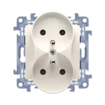 Simon 10 WC-GZ2MZxx-01-41xx Gniazdo wtyczkowe z uziemieniem podwójne z przesłonami torów prądowych (moduł) 16A, 250V~, zaciski śrubowe; kremowy