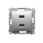 Simon 54 WMDZ-C2USBx-043 Ładowarka 2 x USB (moduł), 2.1 A, 5V DC, 230V; srebrny mat