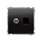 Simon Basic WMUA-0510xx-Y011 Gniazdo antenowe typu "F" + RJ45 kat.6 (moduł); czarny