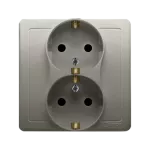 Simon Basic WMBW-12210x-H013 Gniazdo wtyczkowe z uziemieniem Schuko podwójne; satynowy
