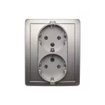 Simon Basic WMBW-12210x-H013 Gniazdo wtyczkowe z uziemieniem Schuko podwójne; satynowy