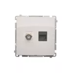 Simon Basic WMUA-0510xx-1011 Gniazdo antenowe typu "F" + RJ45 kat.6 (moduł); biały