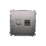 Simon Basic WMUA-0510xx-J011 Gniazdo antenowe typu "F" + RJ45 kat.6 (moduł); stal inox