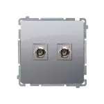 Simon Basic WMUA-05xxx2-4011 Gniazdo antenowe typu "F" podwójne (moduł); srebrny mat