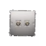 Simon Basic WMUA-05xxx2-4011 Gniazdo antenowe typu "F" podwójne (moduł); srebrny mat