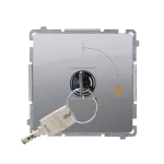 Simon Basic WMUL-0K01Px-4011 Łącznik chwilowy jednobiegunowy z kluczem, 2 pozycyjny, „0-I” styk N/O. Możliwość wyjęcia klucza tylko w pozycji 0; srebrny mat