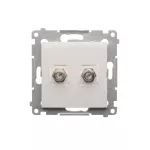 Simon 54 WMDA-050xxx-011 Gniazdo antenowe typu "F" podwójne (moduł). Do instalacji indywidualnych; biały