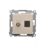 Simon 54 WMDA-0510xx-041 Gniazdo antenowe typu "F" + RJ45 kat.6 (moduł); kremowy