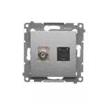 Simon 54 WMDA-0510xx-043 Gniazdo antenowe typu "F" + RJ45 kat.6 (moduł); srebrny mat