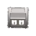 Simon Basic WMUK-P2xP0x-4013 Pokrywa gniazd teleinformatycznych na wkłady RJ typu: Panduit, skośna podwójna z polem opisowym. Montaż do puszki na wkręty; srebrny mat