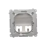 Simon Basic WMUK-P2xP0x-4013 Pokrywa gniazd teleinformatycznych na wkłady RJ typu: Panduit, skośna podwójna z polem opisowym. Montaż do puszki na wkręty; srebrny mat