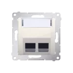 Simon 54 WMDK-P2x2xx-041 Pokrywa gniazd teleinformatycznych na Keystone skośna podwójna z polem opisowym (moduł). Montaż na łapki i wkręty; kremowy