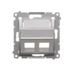 Simon 54 WMDK-P2x2xx-043 Pokrywa gniazd teleinformatycznych na Keystone skośna podwójna z polem opisowym (moduł). Montaż na łapki i wkręty; srebrny mat