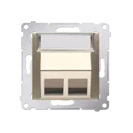 Simon 54 WMDK-P2x2xx-044 Pokrywa gniazd teleinformatycznych na Keystone skośna podwójna z polem opisowym (moduł). Montaż na łapki i wkręty; złoty mat