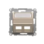 Simon 54 WMDK-P2x2xx-044 Pokrywa gniazd teleinformatycznych na Keystone skośna podwójna z polem opisowym (moduł). Montaż na łapki i wkręty; złoty mat